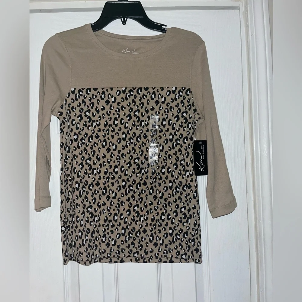 NWT, Kim Rogers Animal Print Top, Size Petite Small - Picture 1 of 5